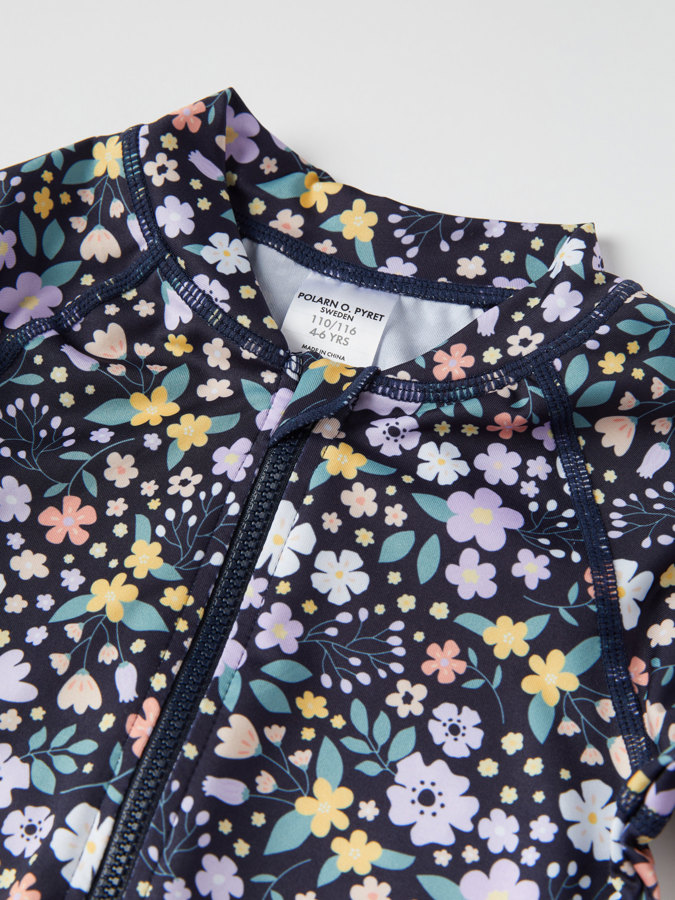 Långärmad baddräkt blommig 