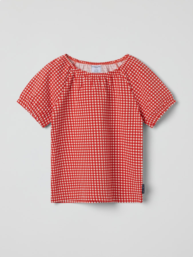 Topp med puffärmar rutig Topp med puffärmar rutig