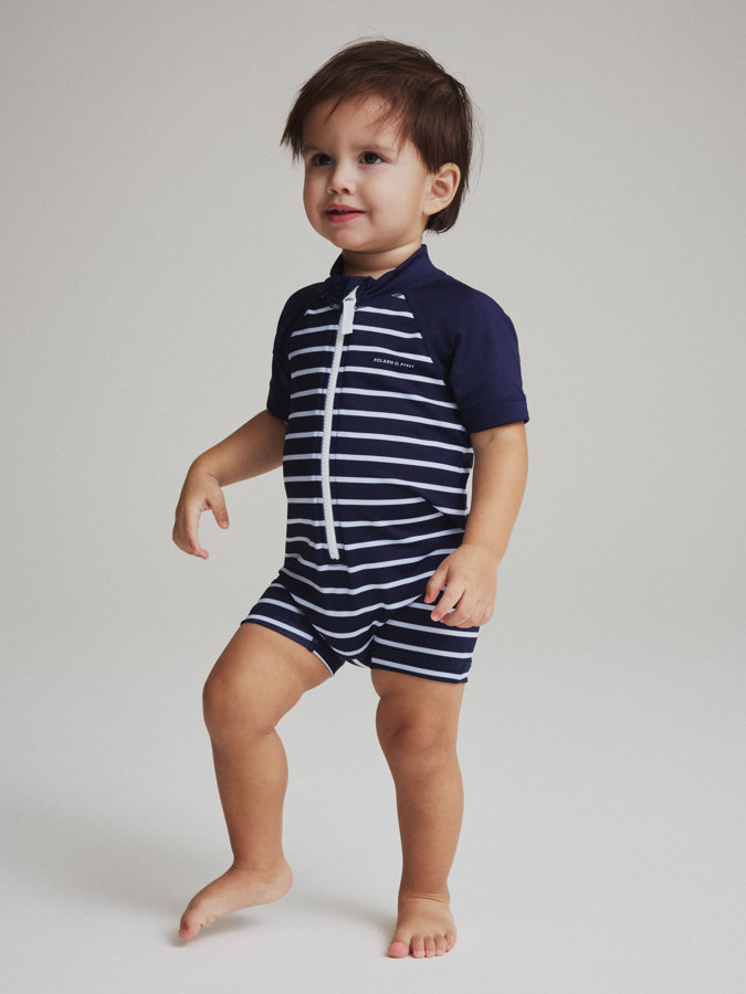 Kortärmad UV-dräkt randig