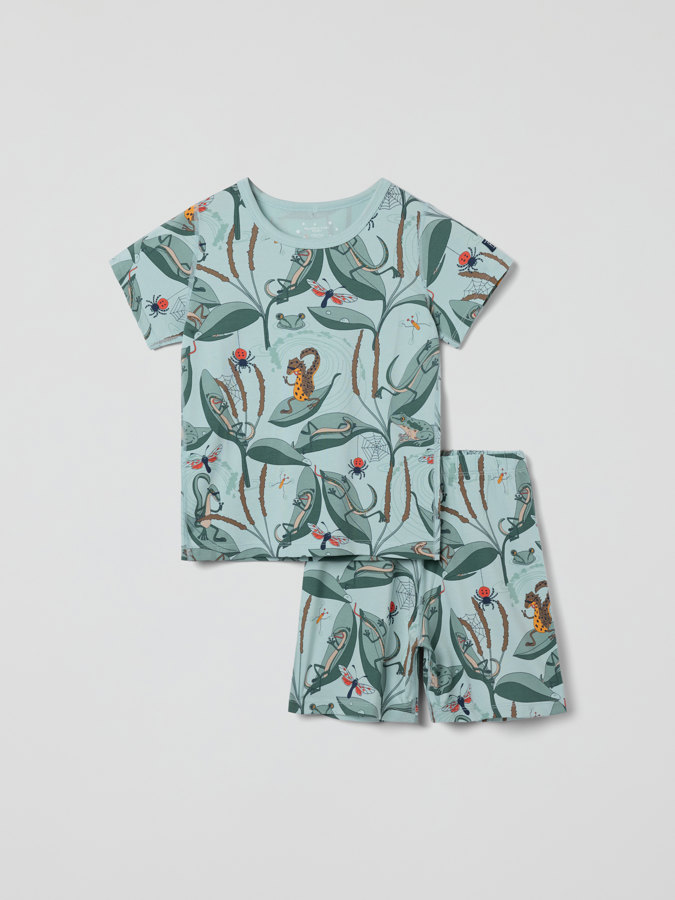 Kortärmad tvådelad pyjamas ödlor