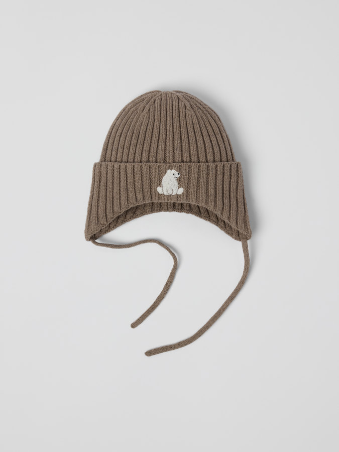 Ribbstickad mössa ullmix
