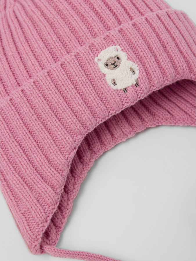 Ribbstickad mössa ullmix