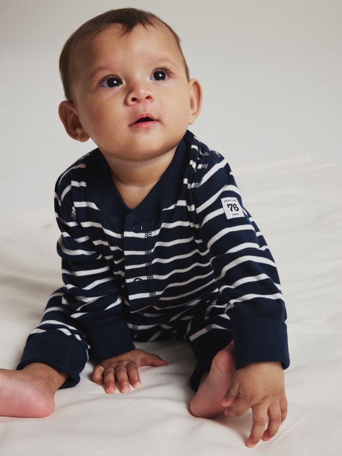 Trikåoverall randig