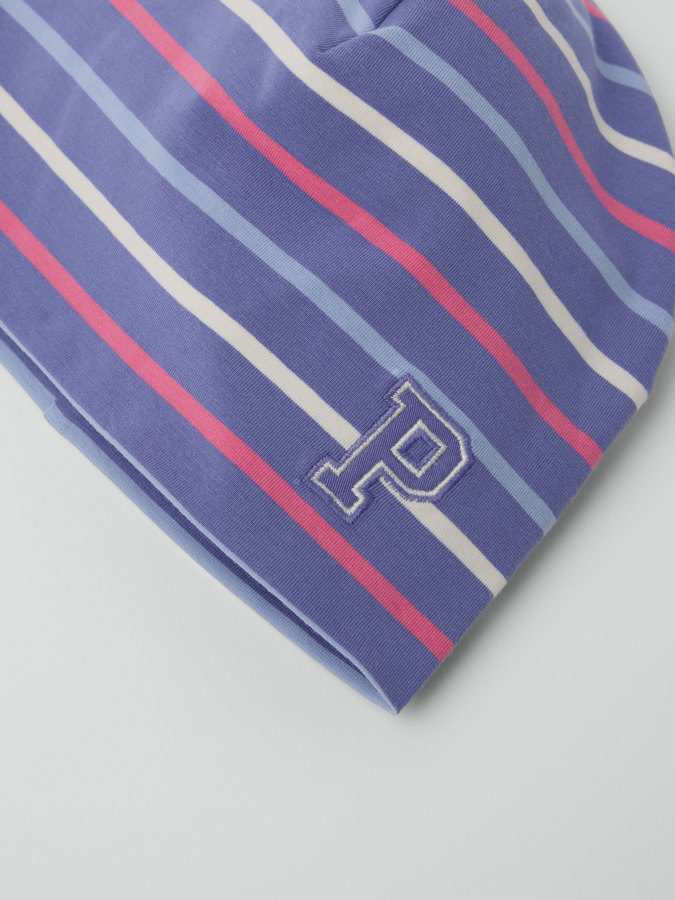 Trikåmössa P-applikation randig