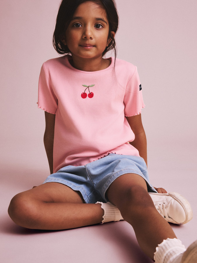 Ribbad t-shirt körsbär