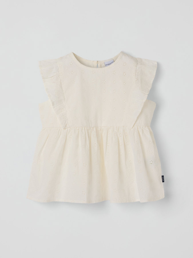 Vävd blus med volanger Vävd blus med volanger