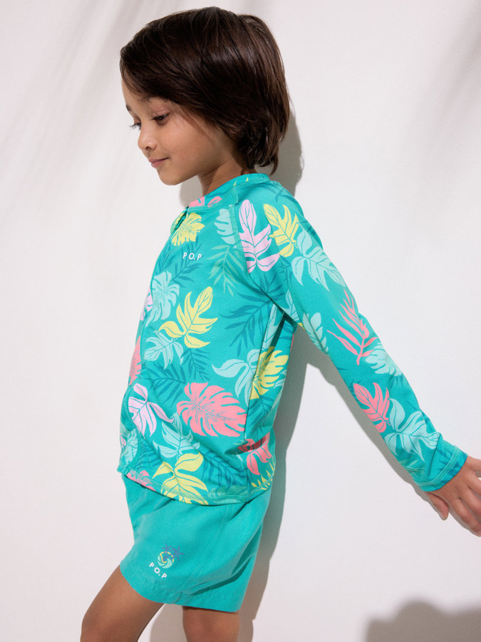 UV-tröja med dragkedja palmblad