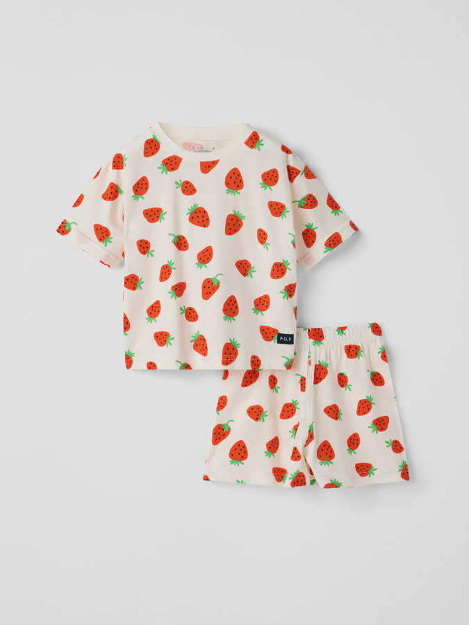 Kortärmad pyjamas jordgubbar Kortärmad pyjamas jordgubbar