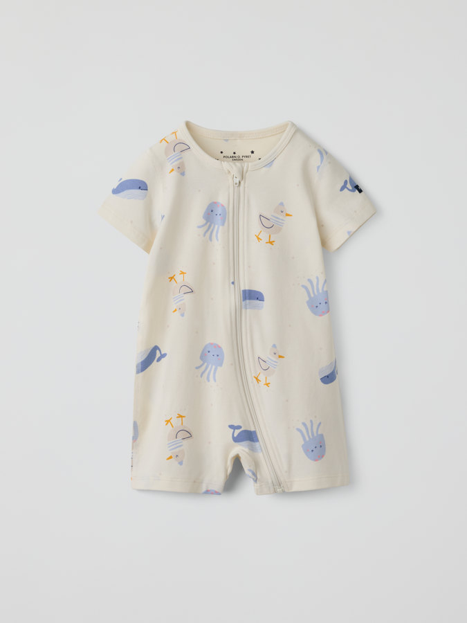 Kortärmad pyjamasoverall fiskar