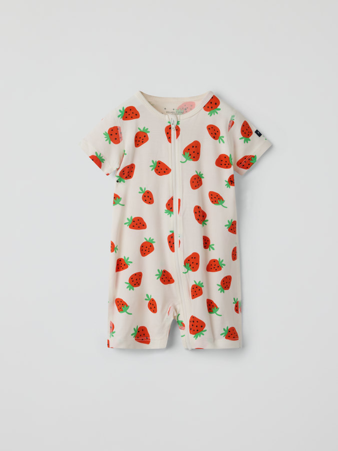Kortärmad pyjamasoverall jordgubbar Kortärmad pyjamasoverall jordgubbar