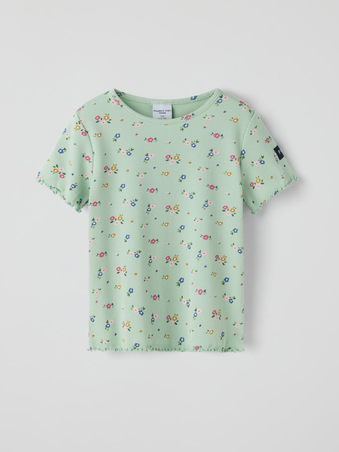 Ribbad T-shirt blommig