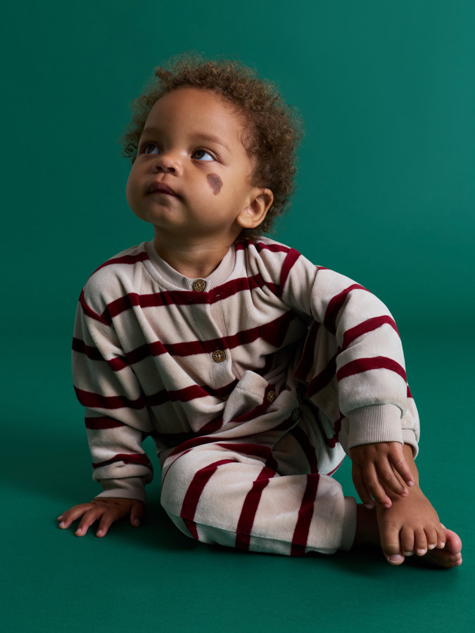 Velouroverall randig